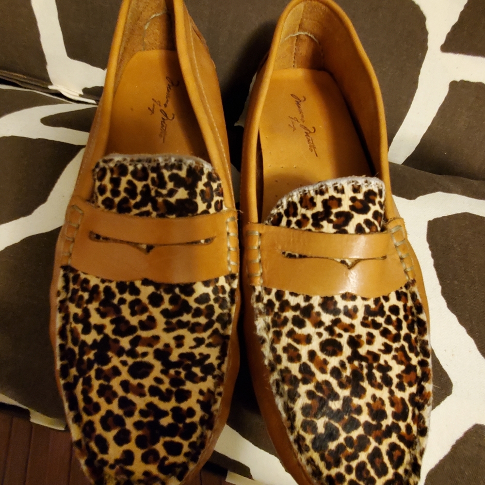 Massimo Leather and Animal Print Loafers
